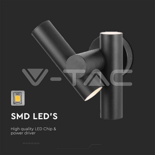 Aplique de pared 2x2,6W 2 vías 4000K Cuerpo negro IP44 - 4