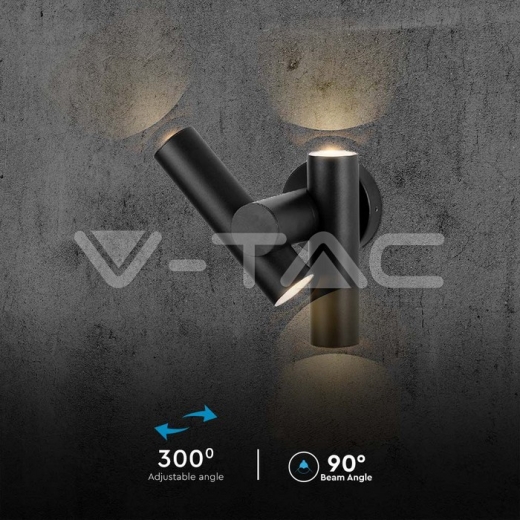 Aplique de pared 2x2,6W 2 vías 4000K Cuerpo negro IP44 - 5