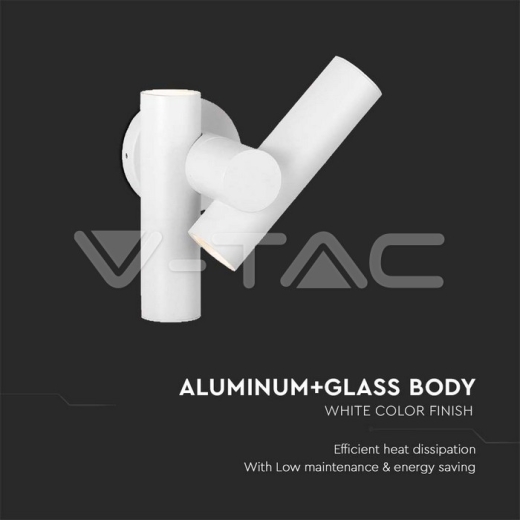 Aplique de pared 2x2,6W 2 vías 3000K Cuerpo blanco IP44 - 3