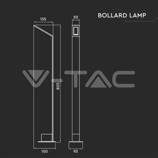 Baliza LED 6W 4000K IP54 cuerpo gris - 4