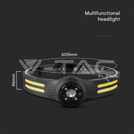 Luz de cabeza de silicona recargable IP44 de 3W SMD + 5W COB - 7