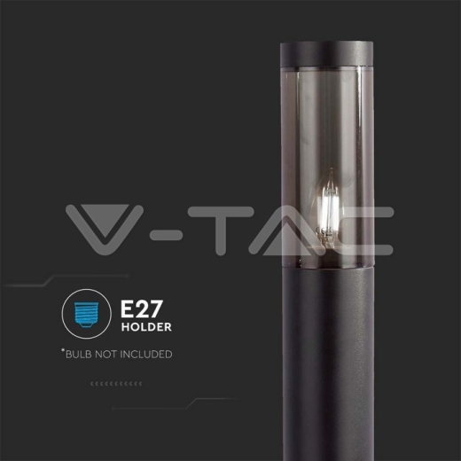 Bollard Garden Light E27 Holder 1m Height Black Body IP44 - 3