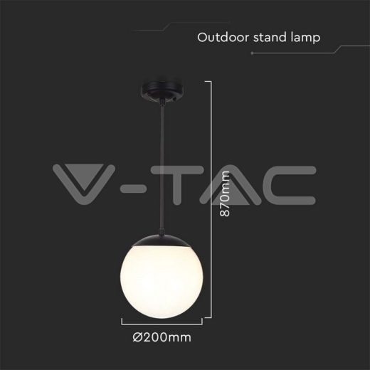 Ceiling Hanging Lamp 1xE27 Matt Black Opal Plastic C Ball - 5