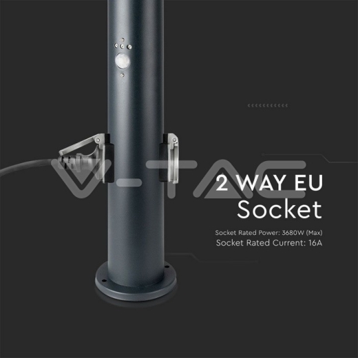 Lámpara de jardín de acero inoxidable E27 60cm PIR Sensor 2 enchufes estándar europeo cuerpo gris IP44 - 4