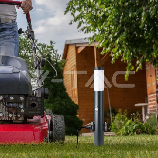 Lámpara de jardín de acero inoxidable E27 60cm PIR Sensor 2 enchufes estándar europeo cuerpo gris IP44 - 8