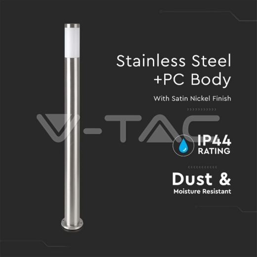 E27 Bollard Lamp 110cm Stainless Steel Satin Nickel IP44 - 2