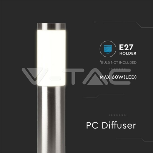 E27 Bollard Lamp 110cm Stainless Steel Satin Nickel IP44 - 3