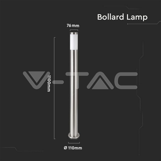 E27 Bollard Lamp 110cm Stainless Steel Satin Nickel IP44 - 4