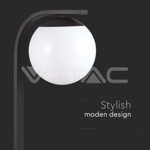 Portalámparas de poste E27 Opal PC Cuerpo negro mate - 2