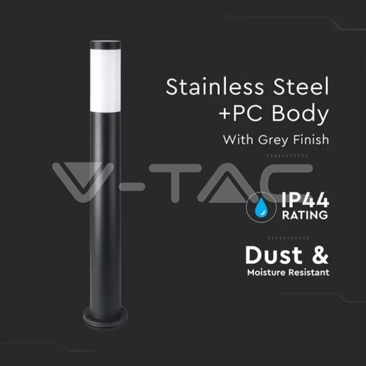 E27 Bollard Lamp 80cm Stainless Steel Body Black IP44 - 2