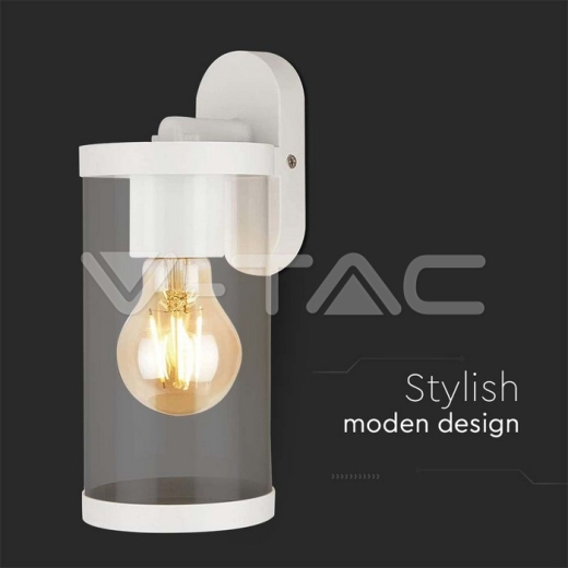 Portalámparas de pared E27 PC transparente, cuerpo blanco mate - 2