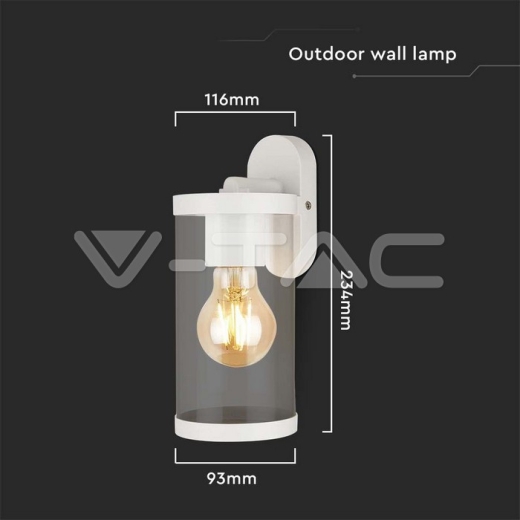 Portalámparas de pared E27 PC transparente, cuerpo blanco mate - 4