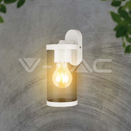 Portalámparas de pared E27 PC transparente, cuerpo blanco mate - 5