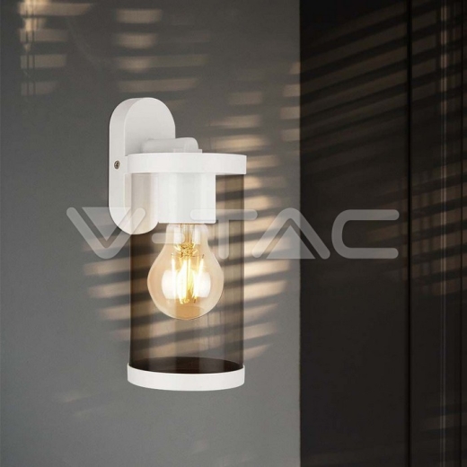 Portalámparas de pared E27 PC transparente, cuerpo blanco mate - 6