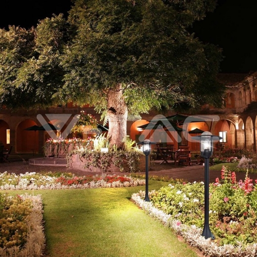 Portalámparas de poste E27 Vidrio transparente Cuerpo negro mate - 7