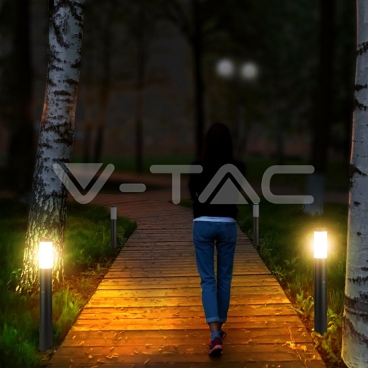 E27 Bollard Lamp 80cm PIR Sensor Stainless Steel Grey IP44 - 7