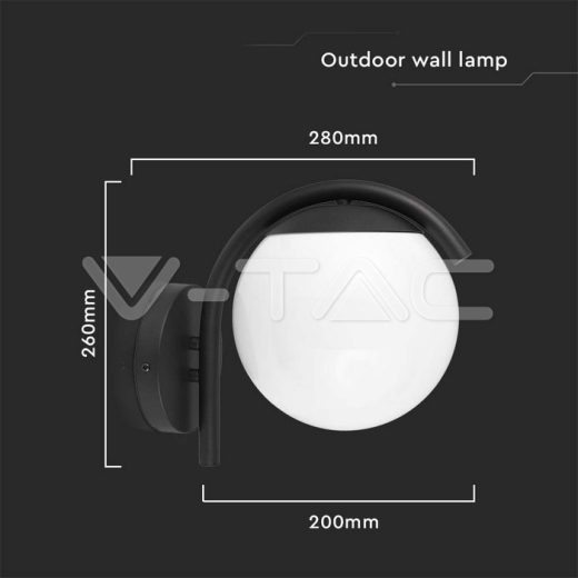 Portalámparas de Pared E27 Opal PC Cuerpo Negro Mate - 4