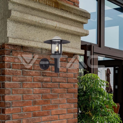 E27 Wall Lamp Holder Clear Glass Matt Black Body - 6