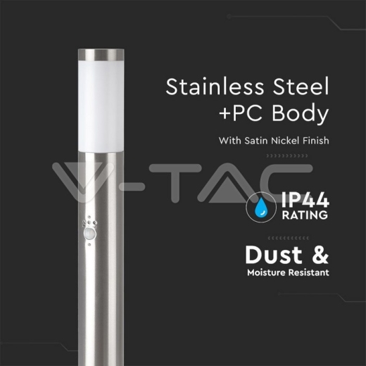 Lámpara de jardín de acero inoxidable E27 80cm PIR Sensor satén-níquel IP44 - 2