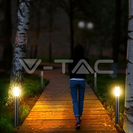 Lámpara de jardín de acero inoxidable E27 80cm PIR Sensor satén-níquel IP44 - 7