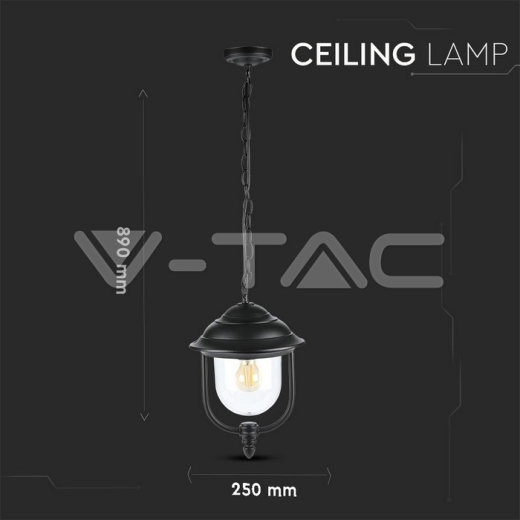 Lámpara de techo de jardín 1 x E27 Negro - 8