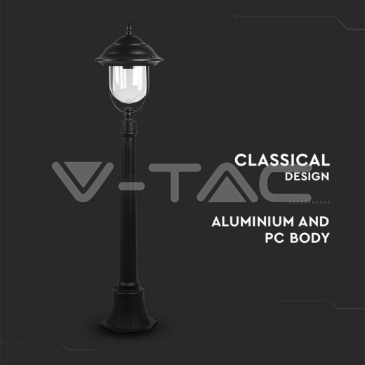 Lámpara de jardín 1 x E27 Negro 1.1m - 3