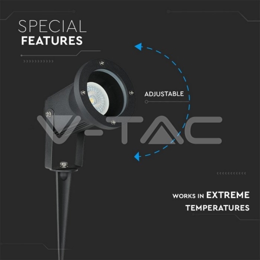 Pico de jardín GU10 Cuerpo Negro de aluminio IP44 - 10