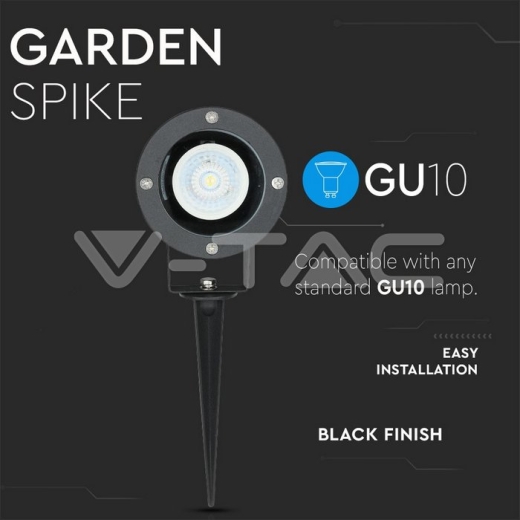 Pico de jardín GU10 Cuerpo Negro de aluminio IP44 - 8