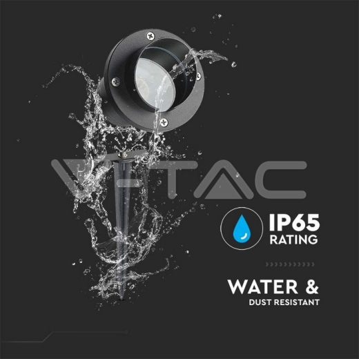 Garden Spike Aluminum GU10 Fitting Black Body IP65 - 5