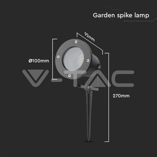 Garden Spike Aluminio GU10 Cuerpo Negro IP65 - 6