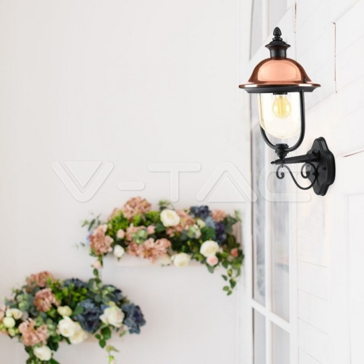 Lámpara de pared de jardín 1 x E27 Negro Boca arriba - 10