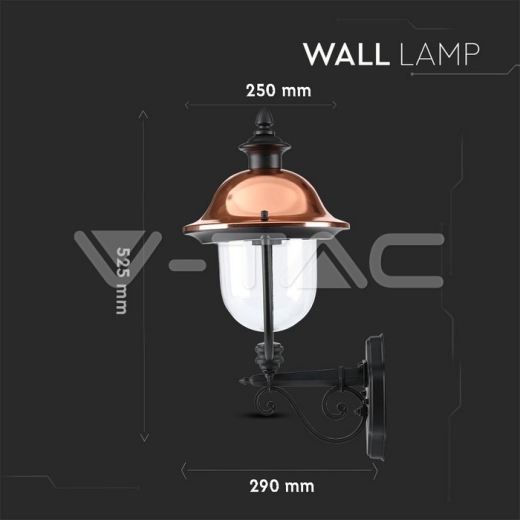 Lámpara de pared de jardín 1 x E27 Negro Boca arriba - 9