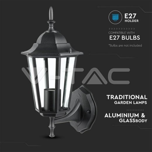 Luz para jardin de pared E27 Negro mate - 5
