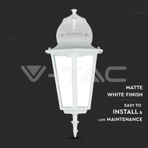 Garden Wall Lamp E27 Matt White Down - 6