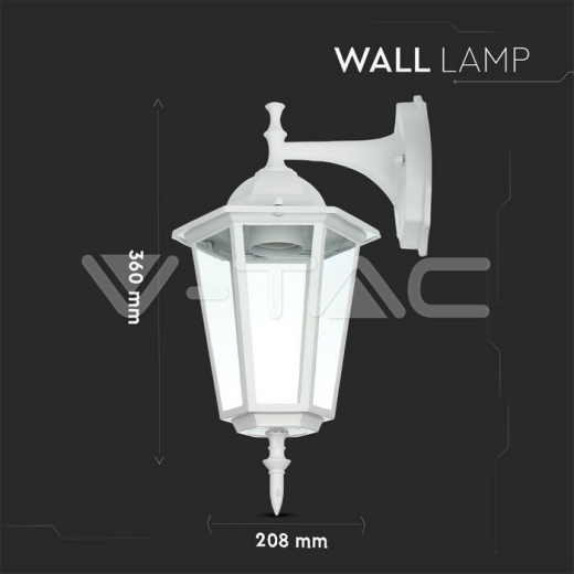 Garden Wall Lamp E27 Matt White Down - 8