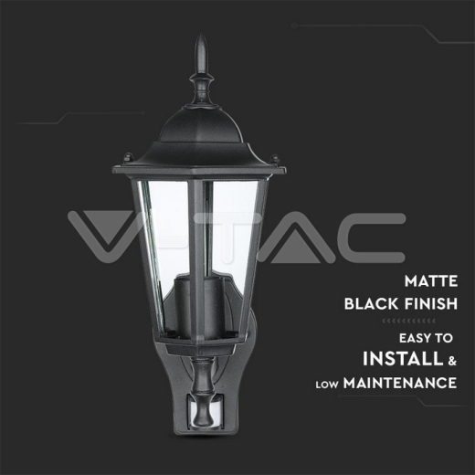 Garden Wall Lamp Sensor E27 Matt Black - 6