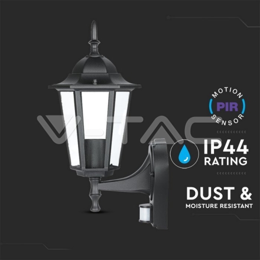 Garden Wall Lamp Sensor E27 Matt Black - 7