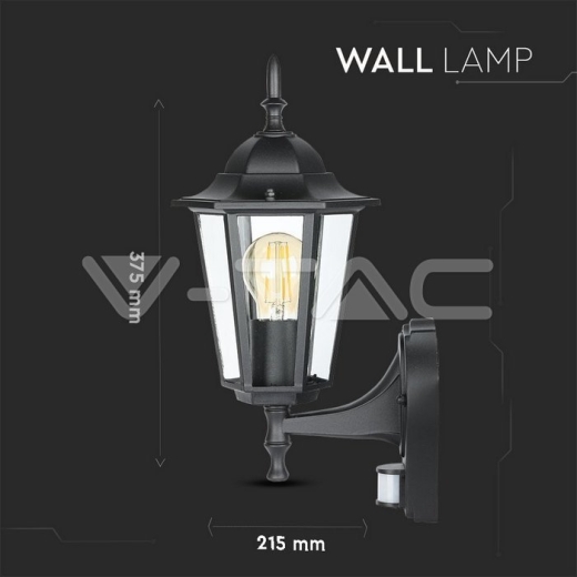 Garden Wall Lamp Sensor E27 Matt Black - 8