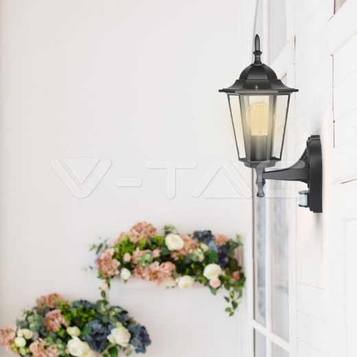 Garden Wall Lamp Sensor E27 Matt Black - 9