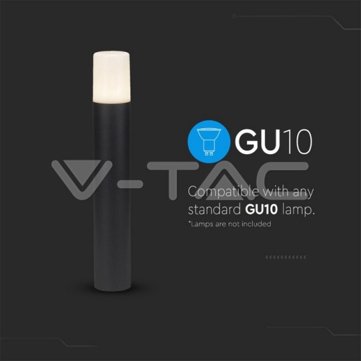 Lampara de jardín GU10 suelo cuerpo negro redondo de aluminio 80x80x500mm IP54 - 3