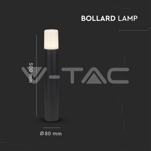 Lampara de jardín GU10 suelo cuerpo negro redondo de aluminio 80x80x500mm IP54 - 5