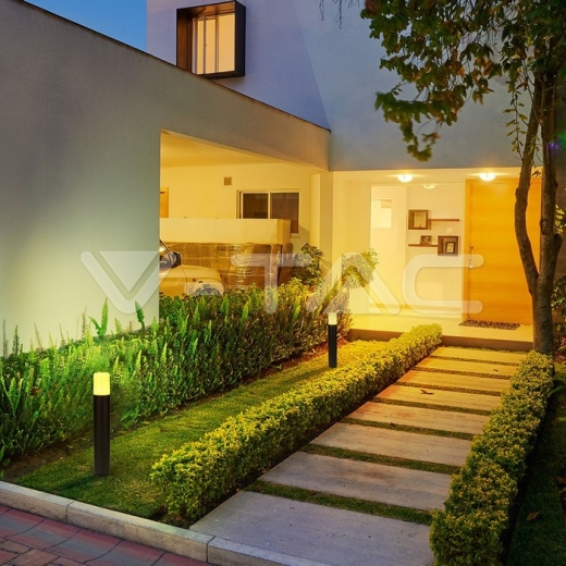 Lampara de jardín GU10 suelo cuerpo negro redondo de aluminio 80x80x500mm IP54 - 6