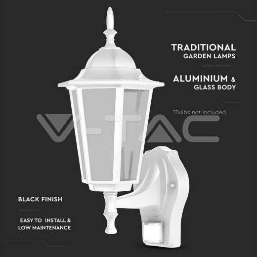 Garden Wall Lamp Sensor E27 Matt White - 4