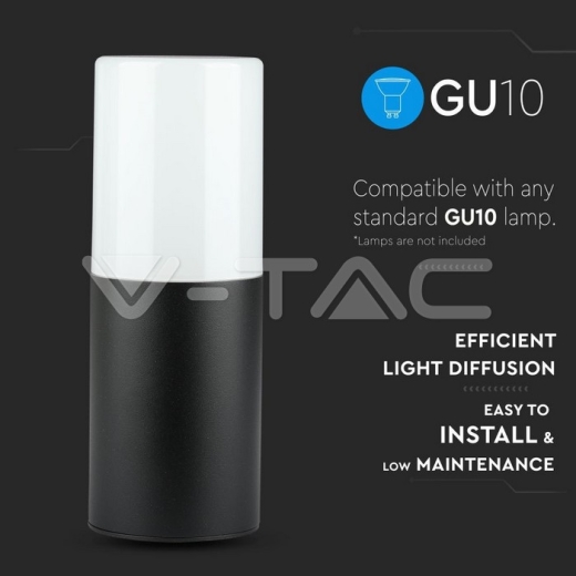 Lampara de jardín GU10 pared cuerpo negro redondo de aluminio 121x80x250mm IP54 - 7