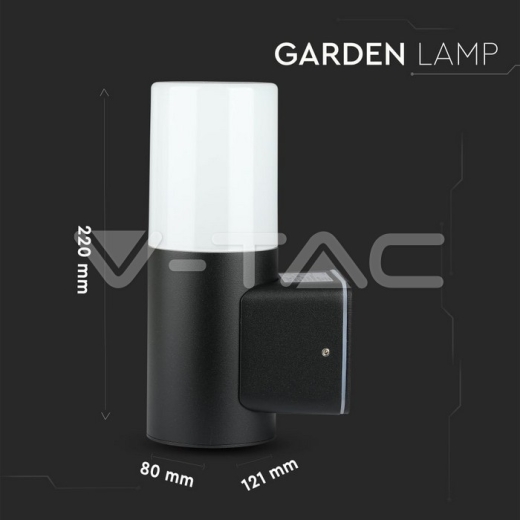 Lampara de jardín GU10 pared cuerpo negro redondo de aluminio 121x80x250mm IP54 - 9