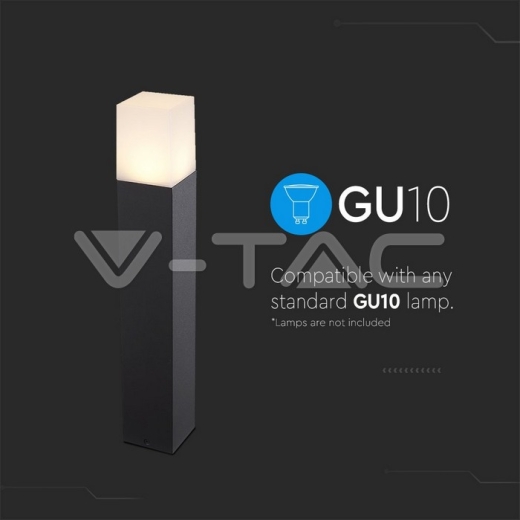 Lampara de jardín GU10 suelo cuerpo negro cuadrado de aluminio 80x80x500mm IP54 - 3