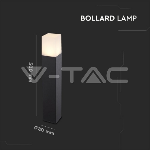 Lampara de jardín GU10 suelo cuerpo negro cuadrado de aluminio 80x80x500mm IP54 - 5