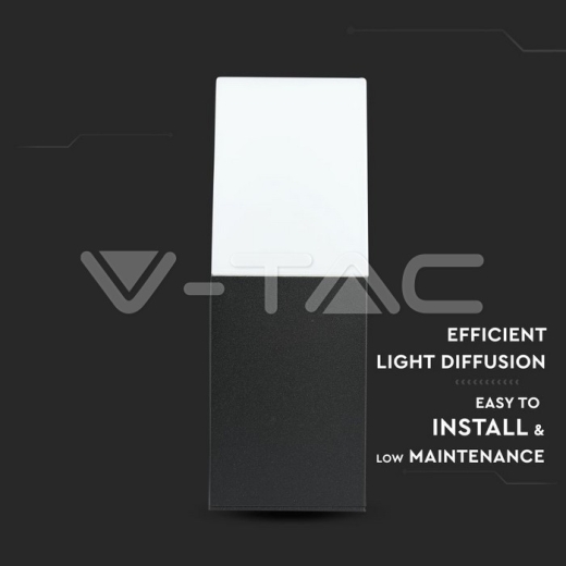 Lampara de jardín GU10 pared cuerpo negro cuadrado de aluminio 121x80x250mm IP54 - 6