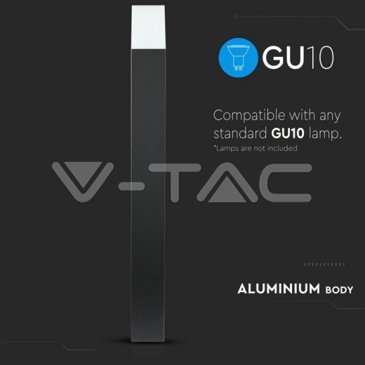 Lampara de jardín GU10 suelo cuerpo negro cuadrado de aluminio 80x80x800mm IP54 - 3