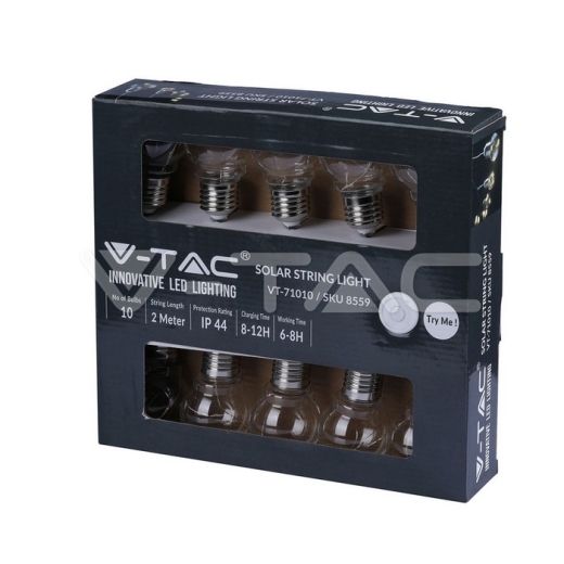 LED Solar String Light 10 Bulbs 3000K - 7